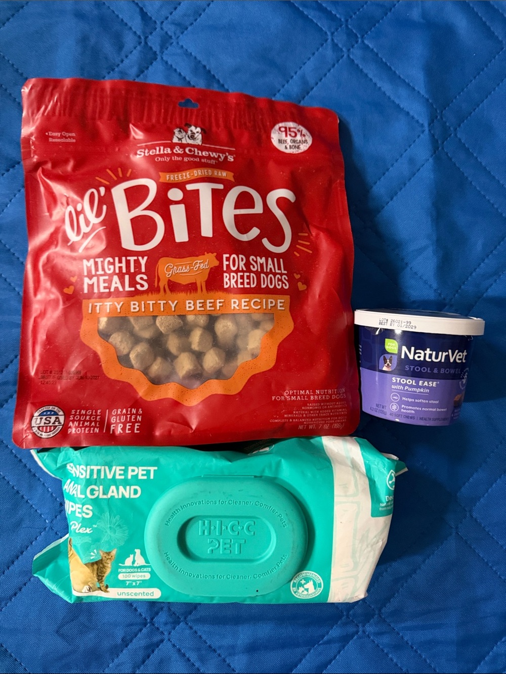 Dog Bundle Lil' Bites Itty Bitty Beef Recipe - Stool Ease - Anal Gland wipes